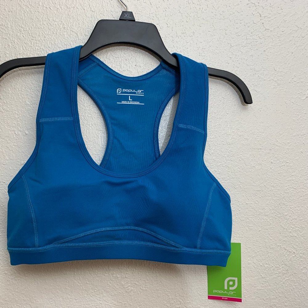 Popular Basics Sports Bra Blue NWT L